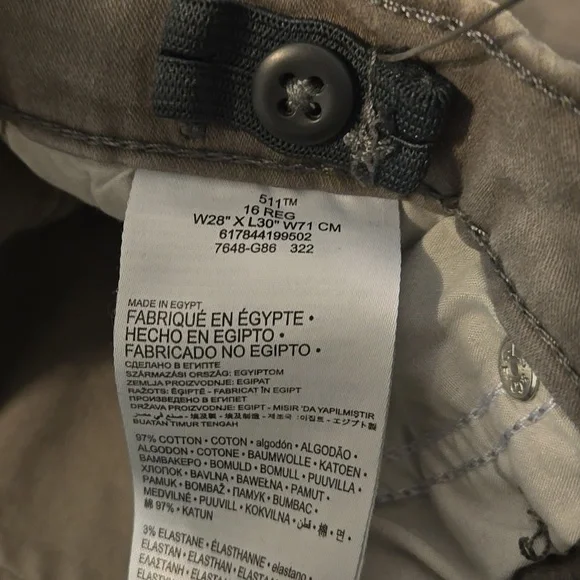 Levi's 511 Silm Gray Straight Leg Jeans Boys Size 16 Reg - Picture 3 of 6